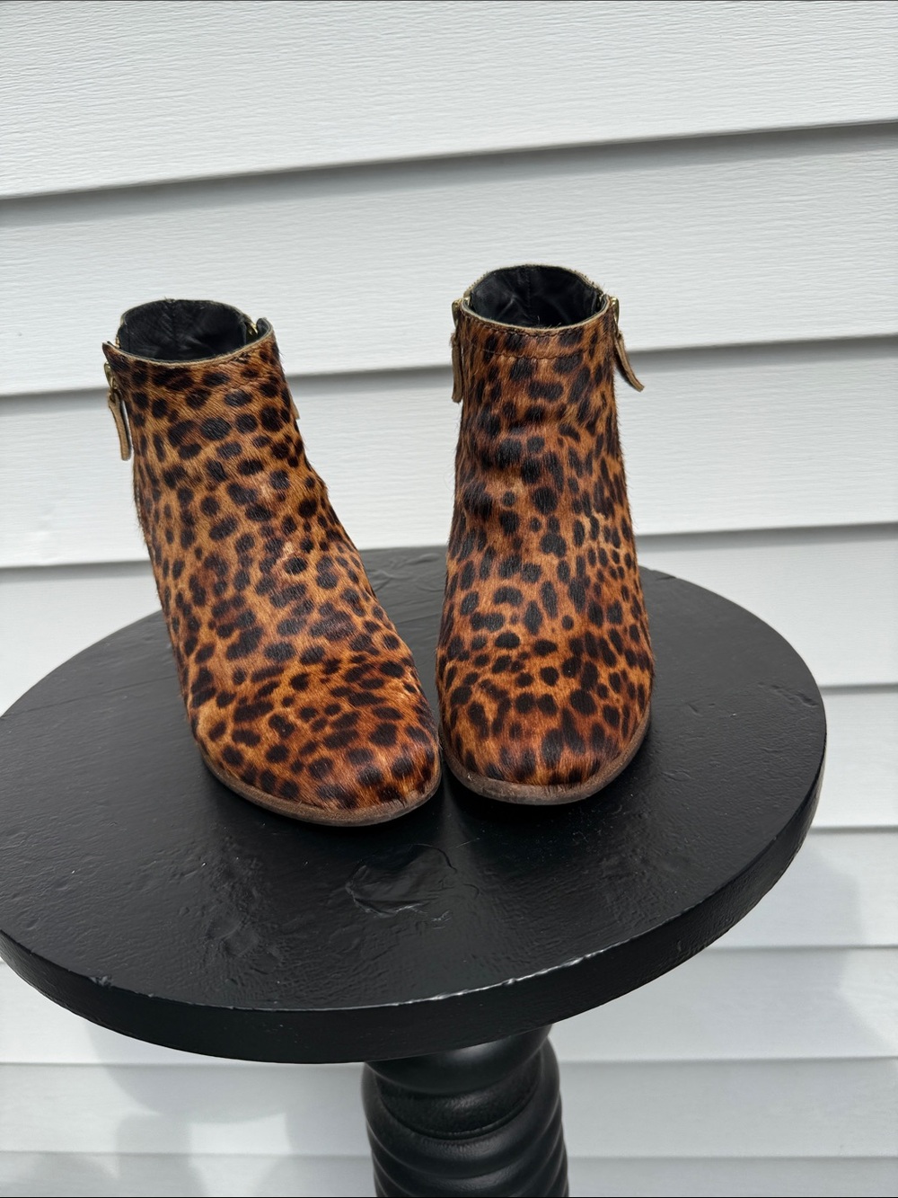Boden Leopard-Print Ankle Booties in Brown and Black